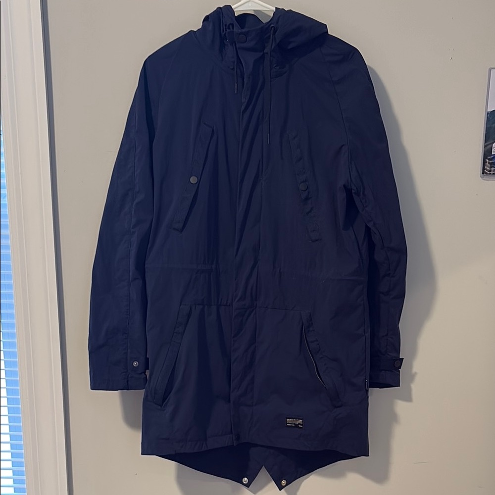 NIKE FC Men's Navy Blue Rain Parka Jacket